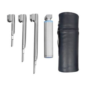 Estuche de Laringoscopio Miller Luz Estandar 3 Hojas (#1 #2 #3) y Mango Universal